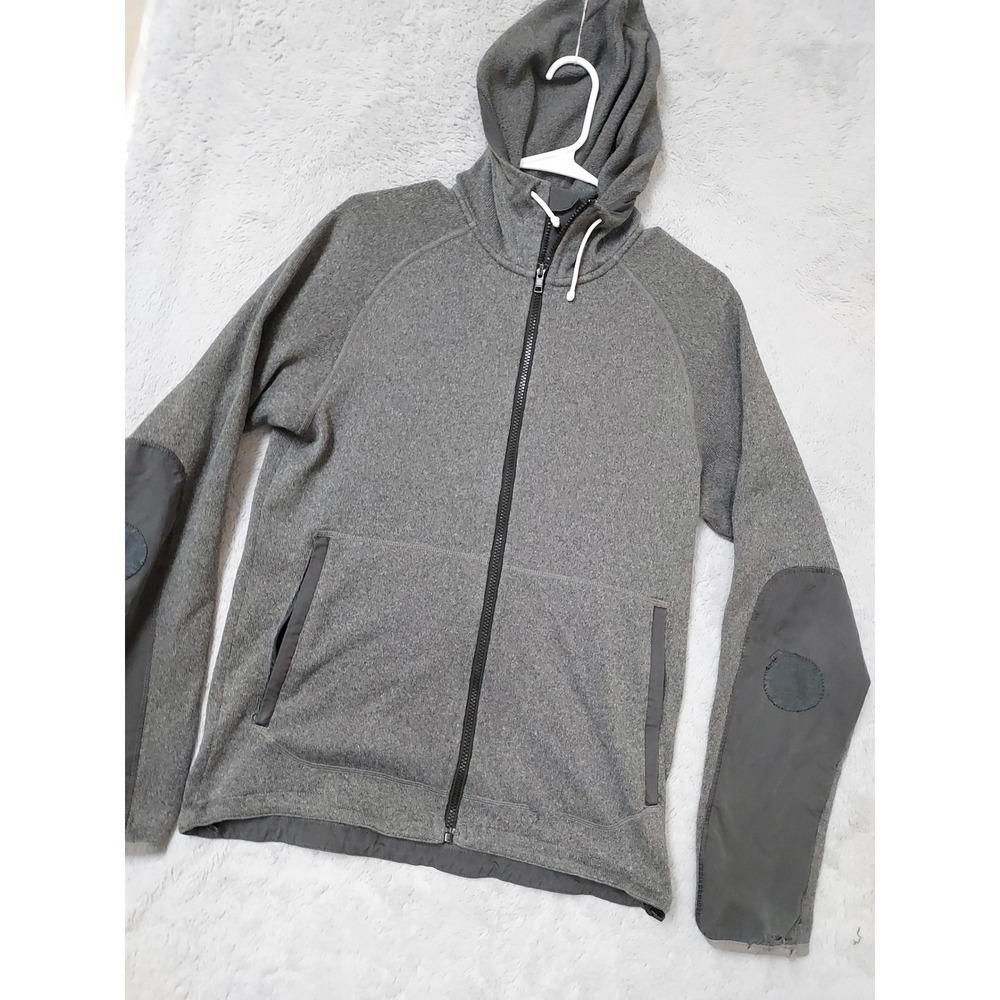 Fjallraven Hoodie Mens Medium Full Zip Ovike Fleece Jacket Gray Drawstring READ